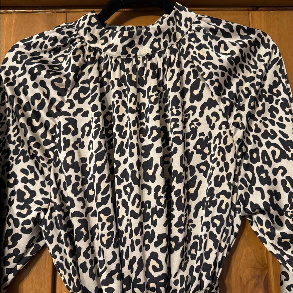NWT Satin Leopard Print Midi